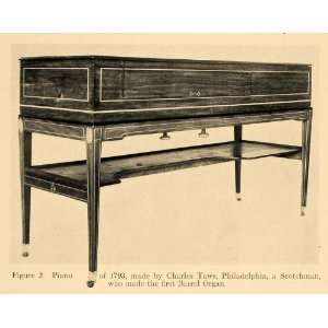 1920 Print 1793 Piano Charles Taws Philadelphia Antique   Original 