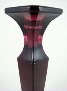   Cut Amethyst Art Glass Tall Tapered Candlestick Candelabrum  