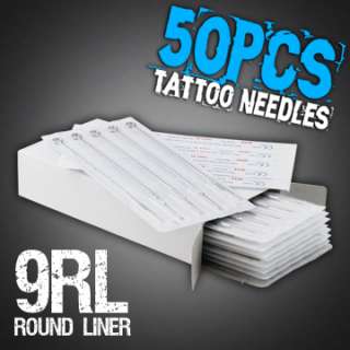NEW 50 PCS 9RL DISPOSABLE STERILE TATTOO NEEDLES 9 ROUND LINER SUPPLY 