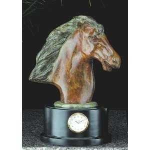    Horse Head Clock, Brass, tarnish proof, RQ225: Home & Kitchen