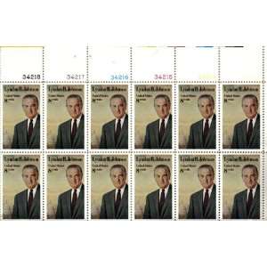  1973 LYNDON B JOHNSON #1503 Plate Block of 12 x 8 cents US 