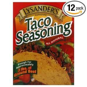 Lysanders Taco Seasoning, 1 Ounce (Pack of 12)  Grocery 