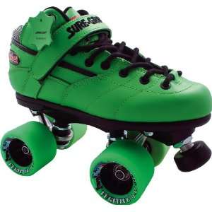  Sure Grip Rebel Fugitive Speed Skates   Green Leather Boots 
