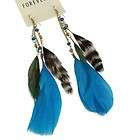 2012 New & Fashion Beautiful Blue Bird Feather Pendant Earrings