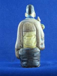   Antique Chinese Early Republic Mud Man Scholar Figurine Statue  