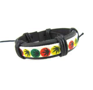 Popular Hot Reggae Bob Marley Rasta Hiphop Leather Bracelet  