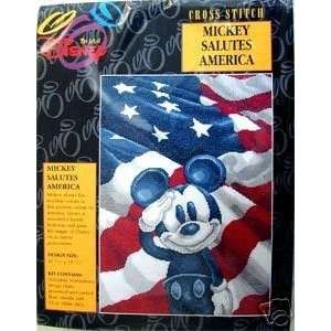 American Flag Mickey Mouse Salutes America Patriotic Cross Stitch 