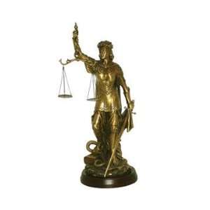 29 inch Brass Lady Of Justice With Scales And Sword Figurine Statue