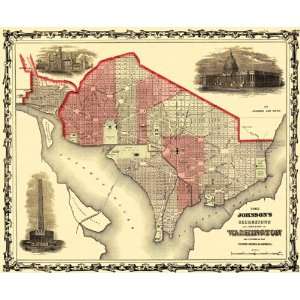  WASHINGTON D.C./DC & GEORGETOWN MAP 1862: Home & Kitchen