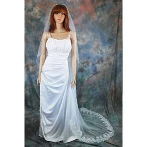    1T Ivory Chapel Rose Mantilla Lace Bridal Wedding Veil Beauty