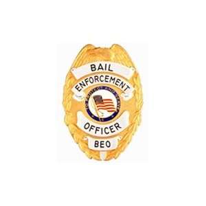 Bail Enforcement Officer 2 Tone Silver on Gold Badge 3 X 2 1/16 By 