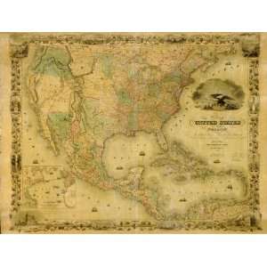  1849 Map U.S. of America the British Provinces