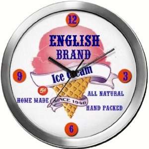  ENGLISH 14 Inch Ice Cream Metal Clock Quartz Movement 