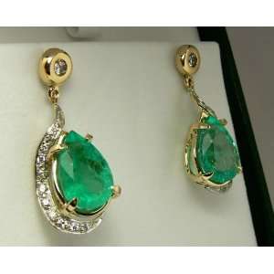   ! Custom Colombian Emerald & Diamond Earrings 12cts: Everything Else
