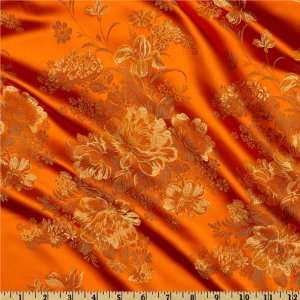  44 Wide Chinese Brocade Vintage Orange Fabric By The 