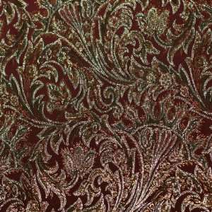  Baroque Metallic Brocade Fabric Red Black