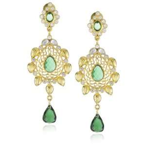  Taara Mughal Collection Gold Earrings with Peridot Drops 