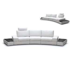  Midori White Leather Modern Sectional Sofa Set with 