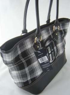 Nwt $85 Authentic Tommy Hilfiger Womens Purse Bag Tote Black Plaid 