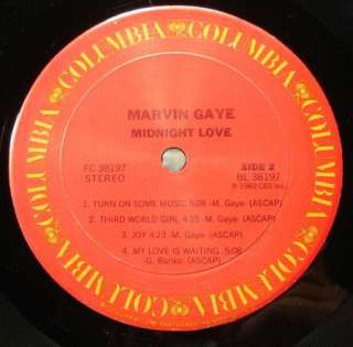 MARVIN GAYE MIDNIGHT LOVE FC 38197 VINYL 33LP COLUMBIA RECORDS 1982 