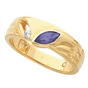  14K Yellow Gold Tanzanite and Diamond Ring: Jewelry