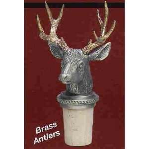 Mule Deer with Brass Antlers Bottle Stopper: Kitchen 