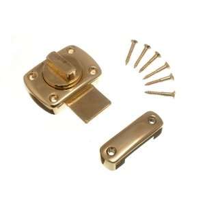  THUMB TURN LATCH DOOR CATCH BRASS PLATED WITH SCREWS: Home 