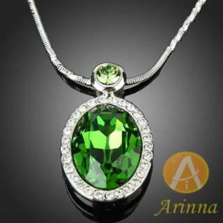 ARINNA peridot light green oval fashion chain pendant necklace 