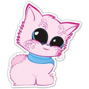  Kitty Cat Pink Cutie Car Bumper Sticker Decal 4x3.5 