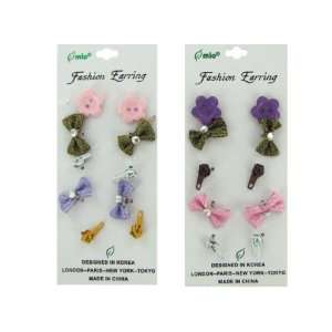 Bulk Pack of 24   Buttons and bows fashion earrings, assorted styles 