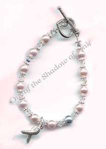 Breast Cancer Awareness Swarovski Pearl Bracelet  