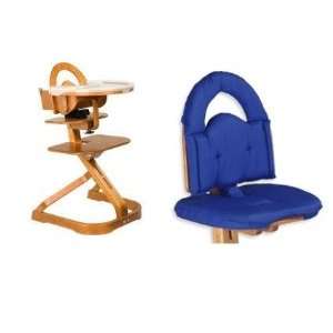  Svan High Chair in Cherry with Svan Cushion in Blue: Baby