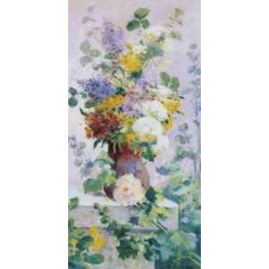  Summer Flowers W Hollyhocks    Print