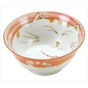  Smiling Pink Cat Porcelain Noodle Bowl 5 3/4in #KY56/79 