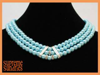 Korean Rhinestone Acrylic Beads Pearl Look Necklace 007  