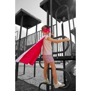   Super Hero Superhero Satin Reversible Cape Pink White: Toys & Games