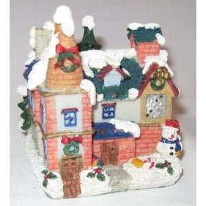    Small Christmas Village House With Snowman 3 x 3 