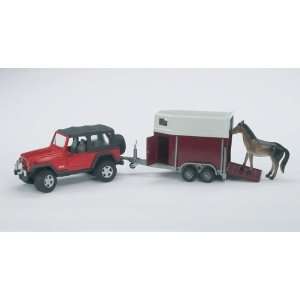   Jeep Wrangler Unlimited w/ Trailer & Horse 1 16 Bruder: Toys & Games