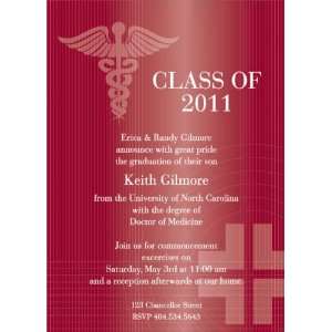  Caduceus   Maroon Graduation Invitations: Health 