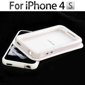 Grey White Bumper Frame TPU Silicone Case for iPhone 4S and CDMA 4 W 