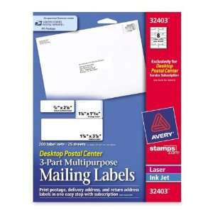  Avery 32403 3 Part Multi Purpose Mailing Label,3.25 Width 