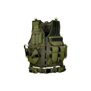 Leapers UTG Combat Tactical Vest w/Quick Draw Holster   OD Green PVC 