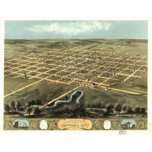   1868 birds eye map of city of Marshalltown, Marsha, IA