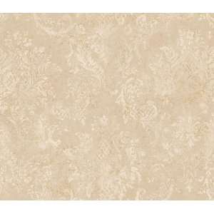  Gold and Cream Damask Wallpaper: Kitchen & Dining