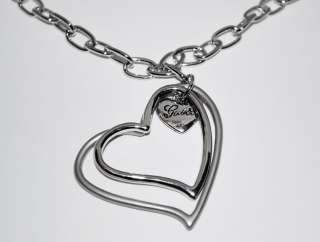 GUESS 3 Coeur Argent Collier CHAINE 26cm Pendentif Neuf  