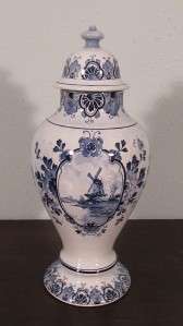 Antique Delft Blue Porcelain Ginger Jar by Petrus Regout (faience urn 