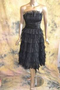 DARLIN black LaCe STRAPLESS layers COCTAIL PROM party dress sz xs s 