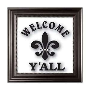  Welcome Yall Framed Glass Sentiments: Home & Kitchen