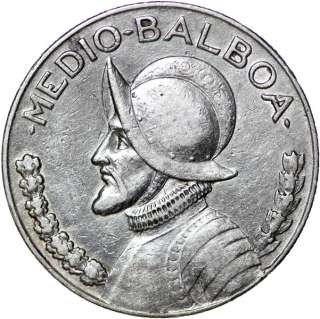 1934 PANAMA 1/2 BALBOA SILVER COIN  