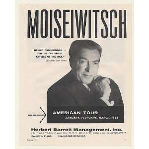  1957 Pianist Benno Moiseiwitsch Photo Booking Print Ad 